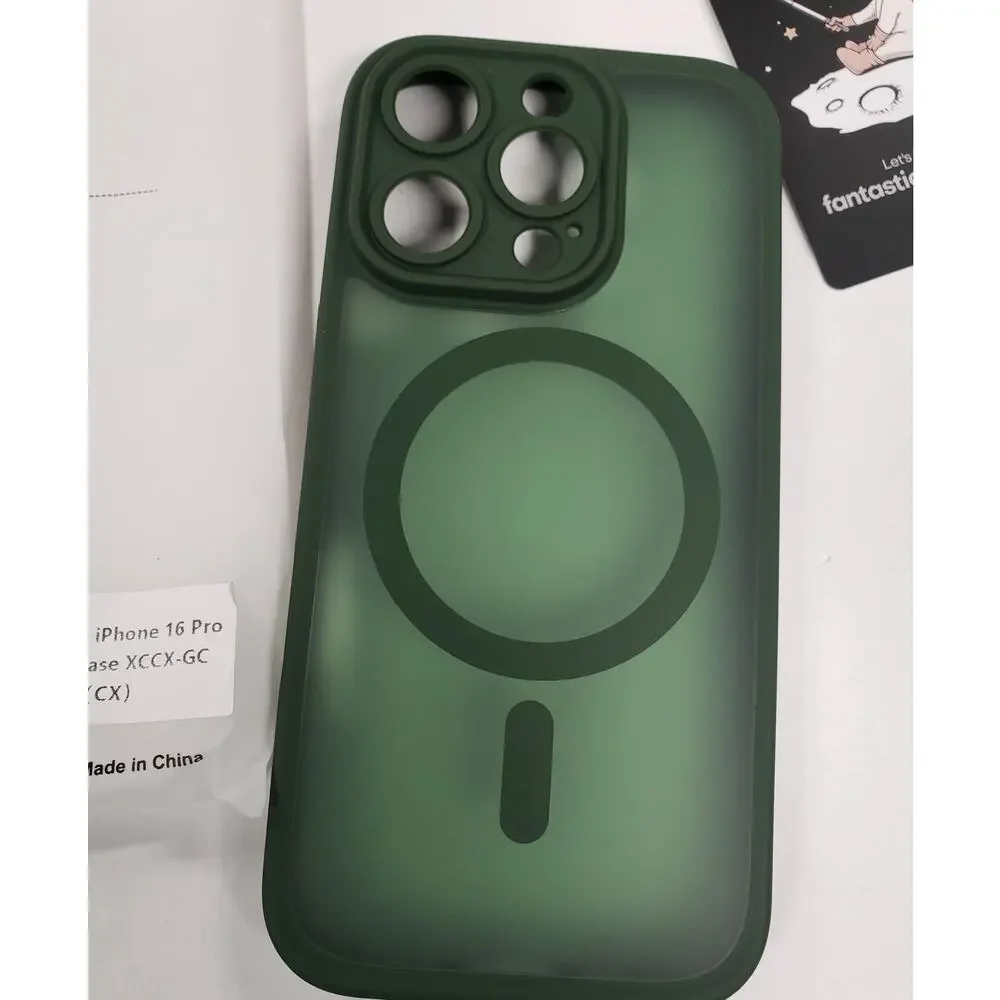 Magnetic Protective Case for Apple iPhone 16 Pro - Dark Green / Translucent